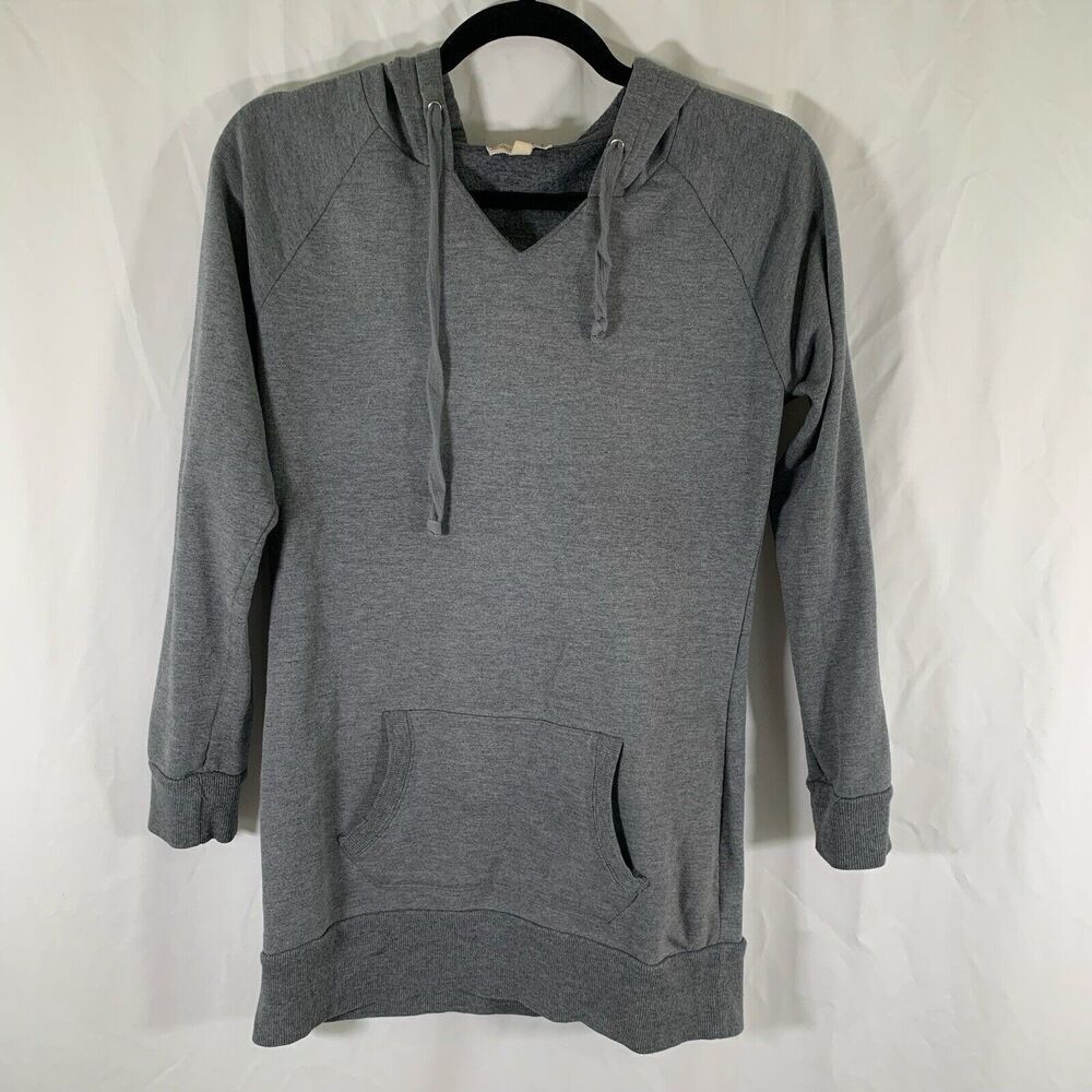 Zenana Outfitters Hoodie Women's Small Grey Vneck Long Sleeve Pockets